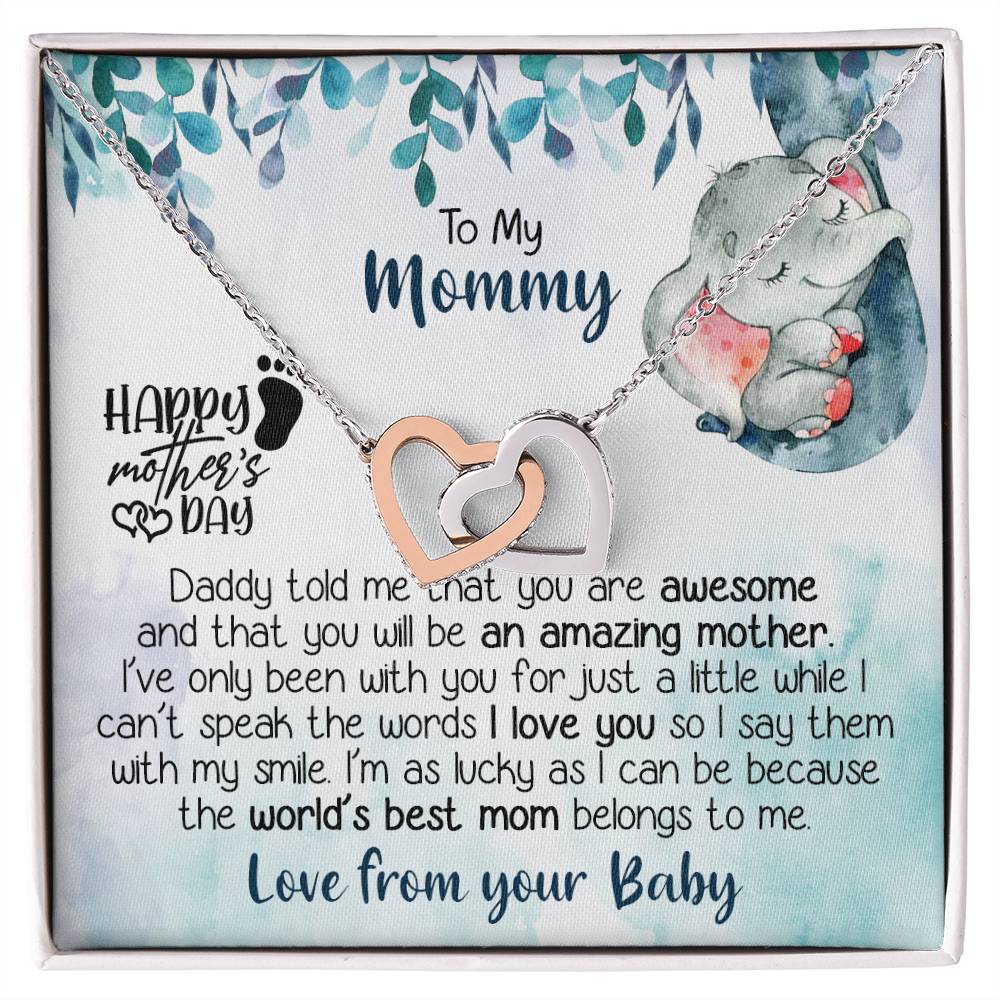 To My Mommy, New Mom Gift, Mother's Day Gift For Mom Hearts Necklace