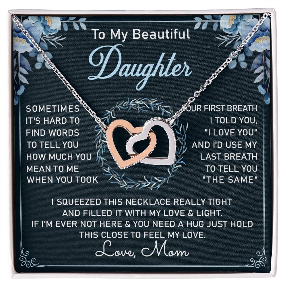 To My Beautiful Daughter Necklace, Gift From Mom Hearts Necklace