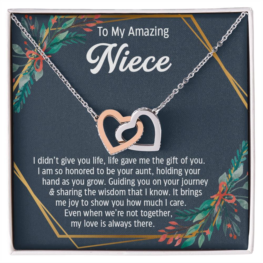 To My Amazing Niece, Gift From Auntie Hearts Necklace