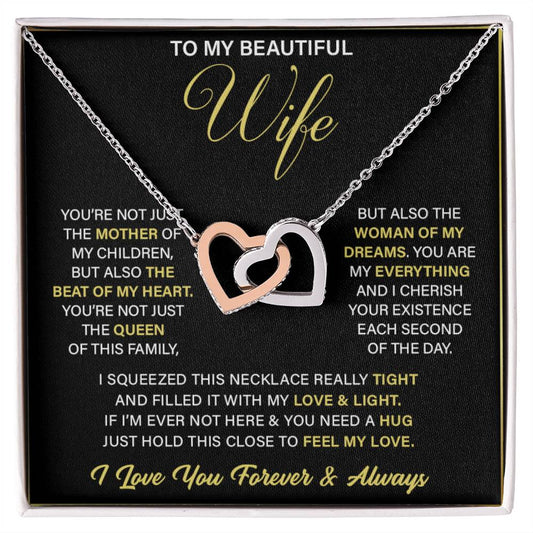 To My Beautiful Wife, Happy Mother's Day Hearts Necklace