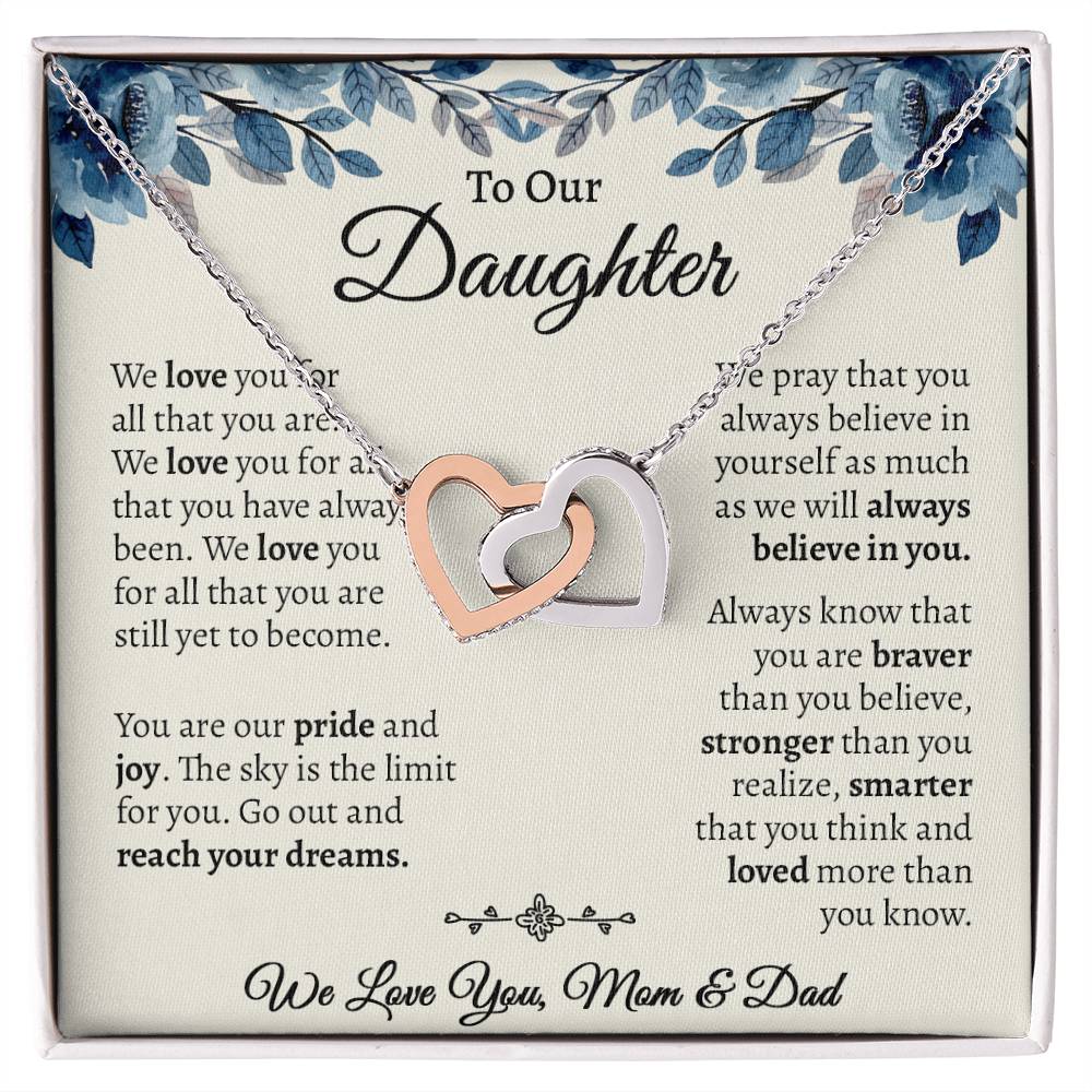 To Our Daughter, We Love You Hearts Necklace