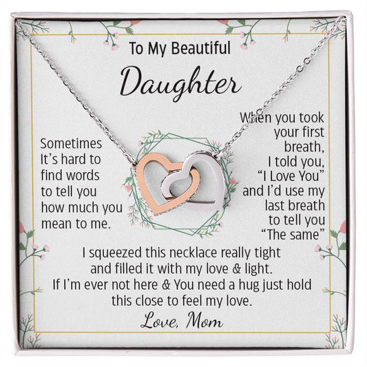 To My Daughter Necklace, Birthday Gifts For Daughter From Mom Hearts Necklace