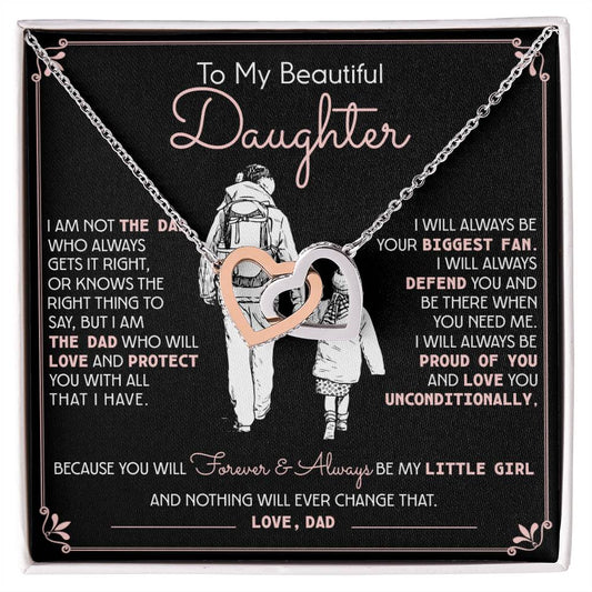 To My Beautiful Daughter Necklace, Gift From Dad Hearts Necklace