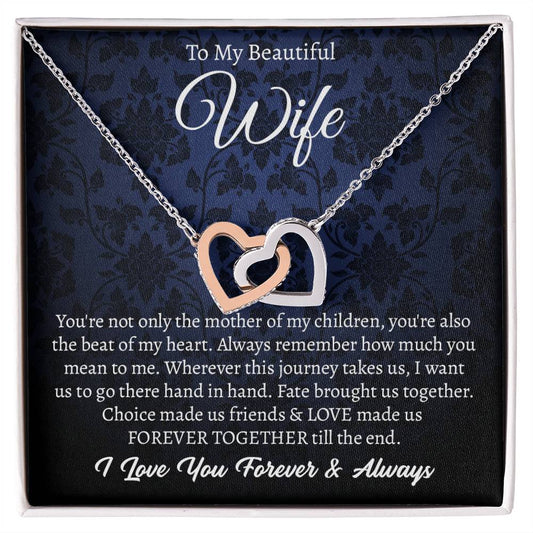 To My Beautiful Wife, Mother's Day Gifts Hearts Necklace