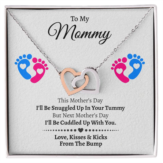 To My Mommy From The Bump Mother's Day Gift For Mom Hearts Necklace