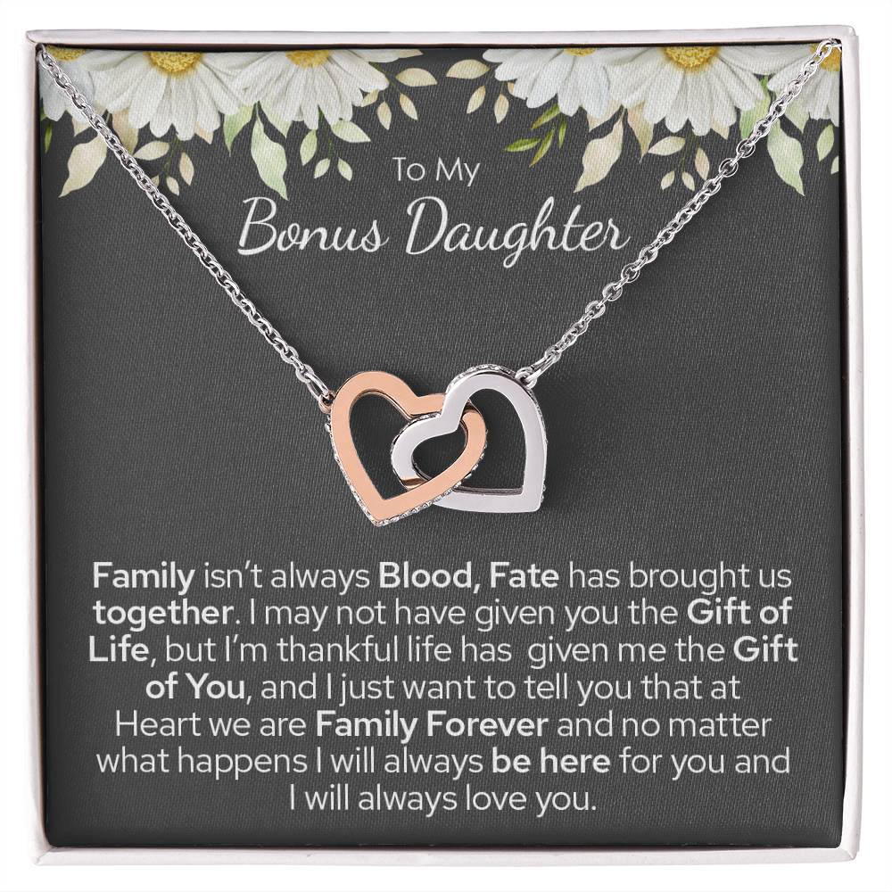 To My Bonus Daughter, I Will Always Love You Hearts Necklace Gift