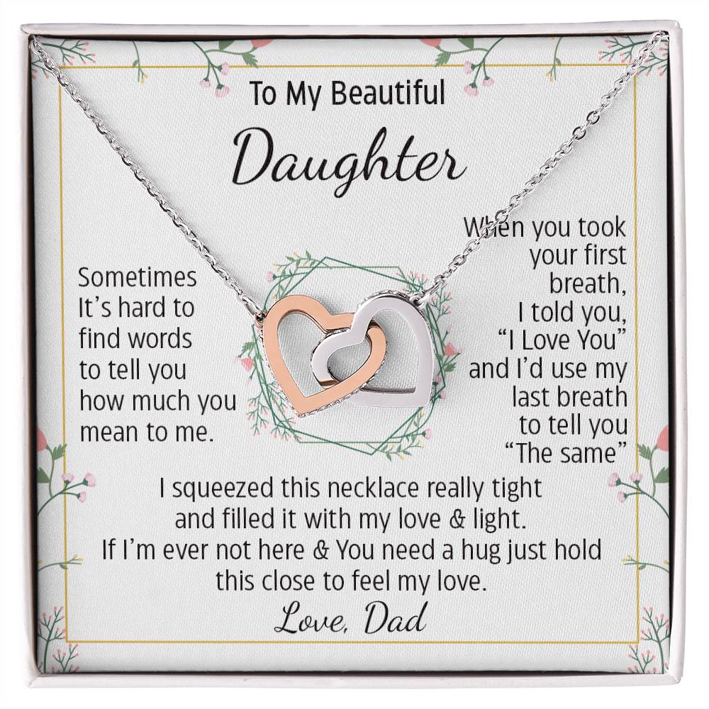 To My Daughter Necklace, Birthday Gifts For Daughter From Dad Hearts Necklace