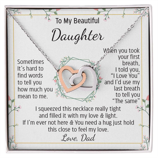 To My Daughter Necklace, Birthday Gifts For Daughter From Dad Hearts Necklace