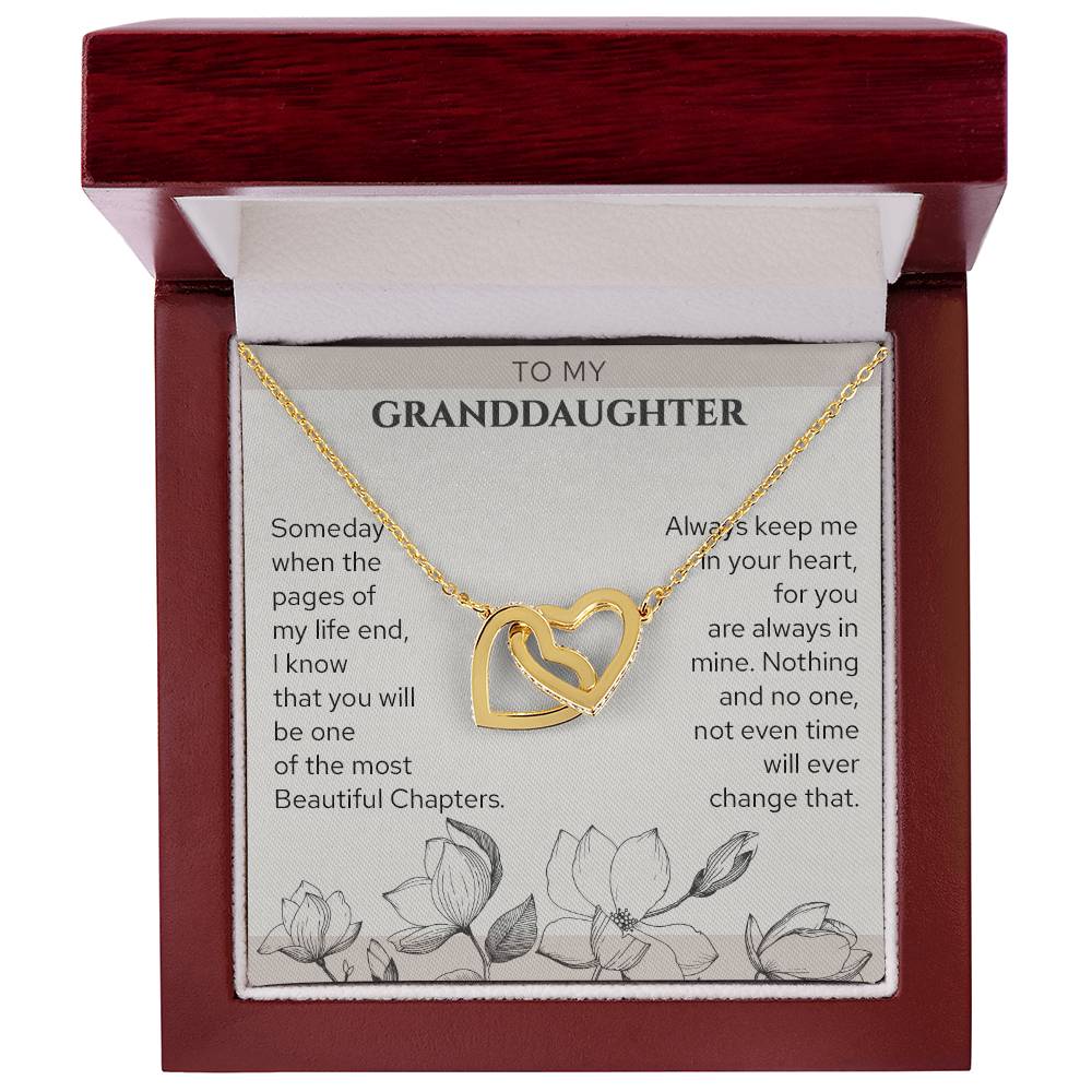 To My Granddaughter, Gift From Grandma Grandpa Hearts Necklace