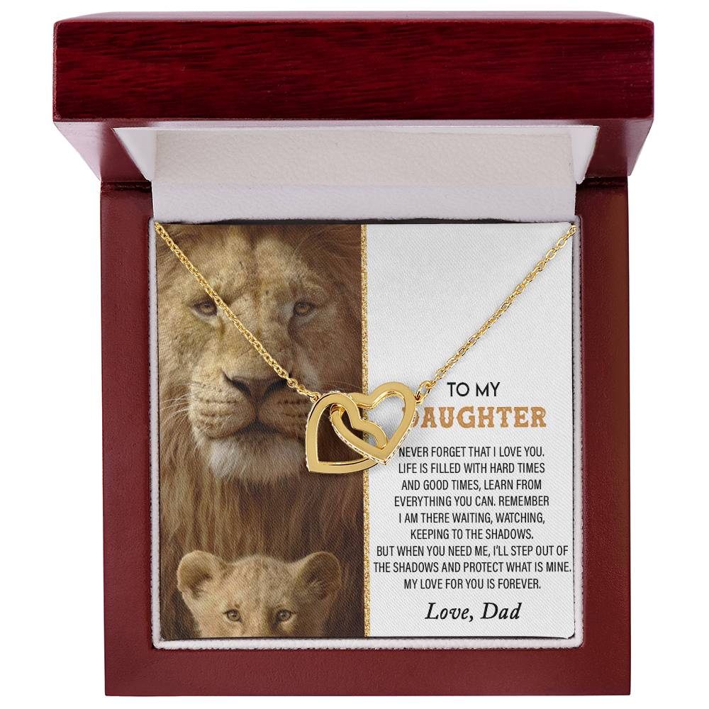 To My Daughter, Never Forget That I Love You Lion Hearts Necklace