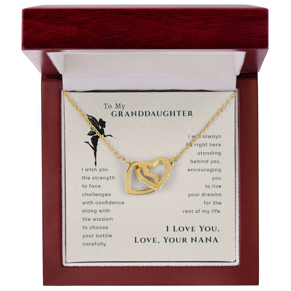 To My Granddaughter, Love Your Nana Fairy Hearts Necklace