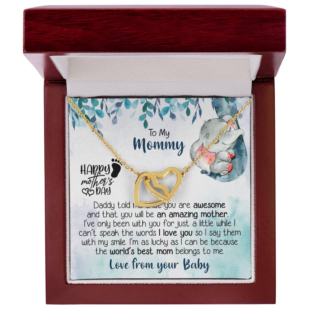 To My Mommy, New Mom Gift, Mother's Day Gift For Mom Hearts Necklace