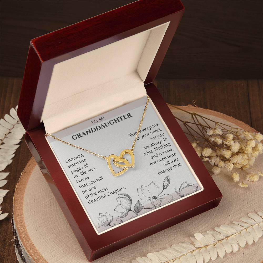 To My Granddaughter, Gift From Grandma Grandpa Hearts Necklace