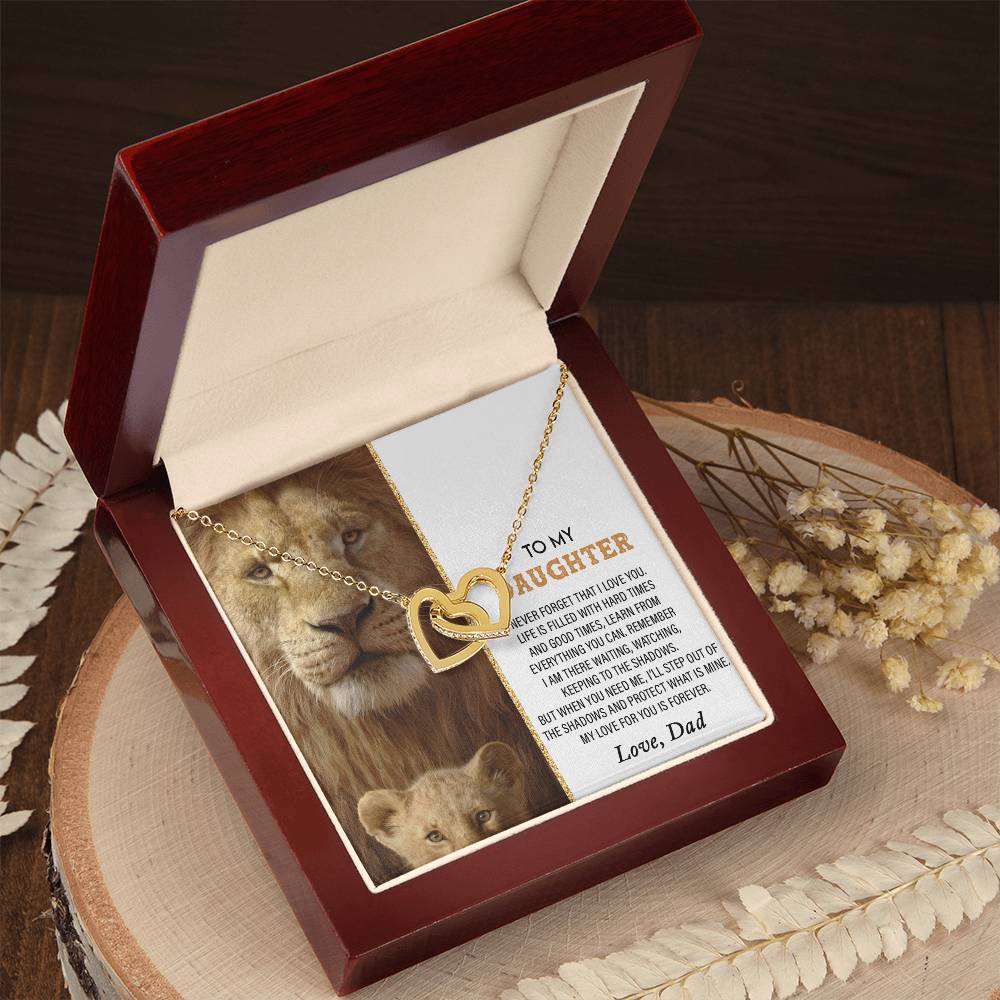 To My Daughter, Never Forget That I Love You Lion Hearts Necklace