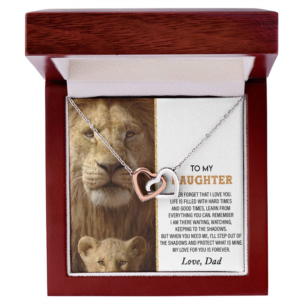 To My Daughter, Never Forget That I Love You Lion Hearts Necklace