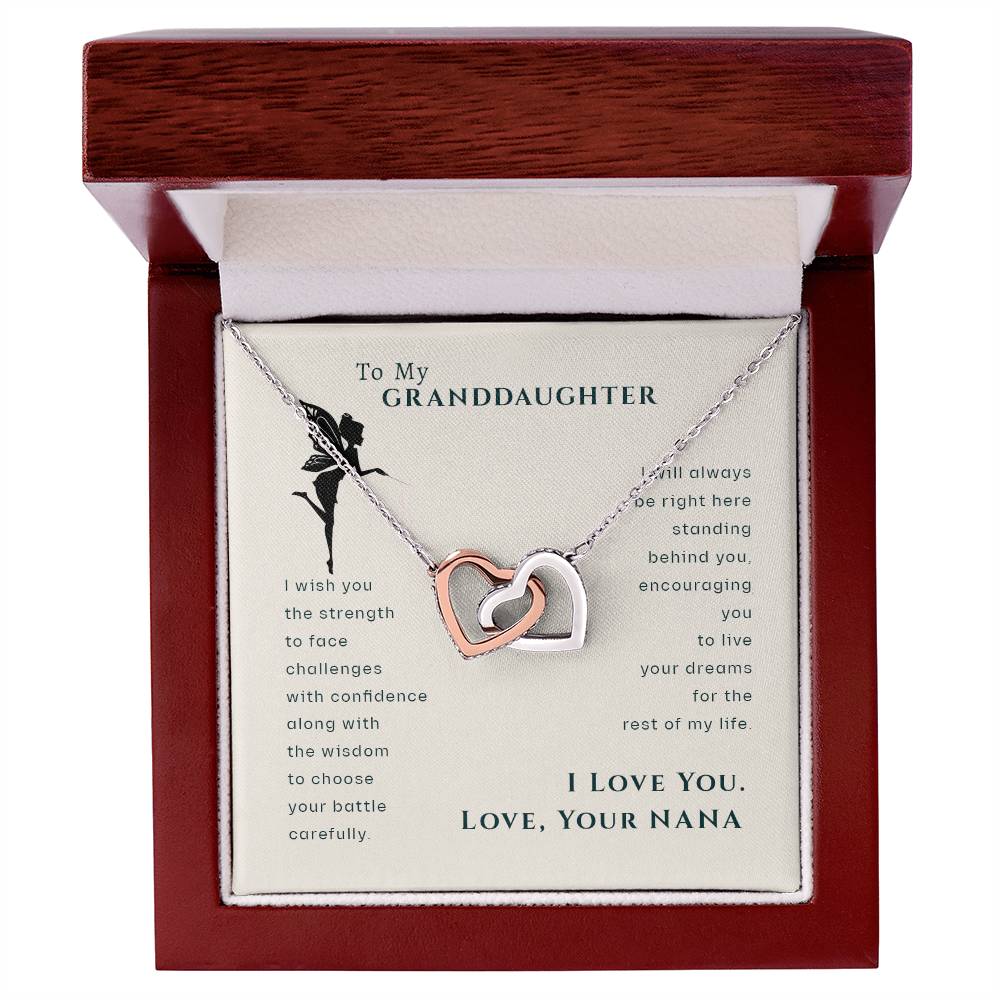 To My Granddaughter, Love Your Nana Fairy Hearts Necklace