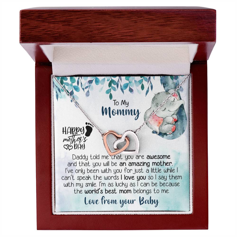 To My Mommy, New Mom Gift, Mother's Day Gift For Mom Hearts Necklace