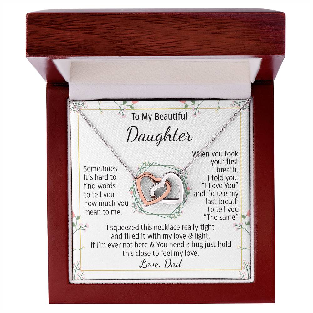 To My Daughter Necklace, Birthday Gifts For Daughter From Dad Hearts Necklace