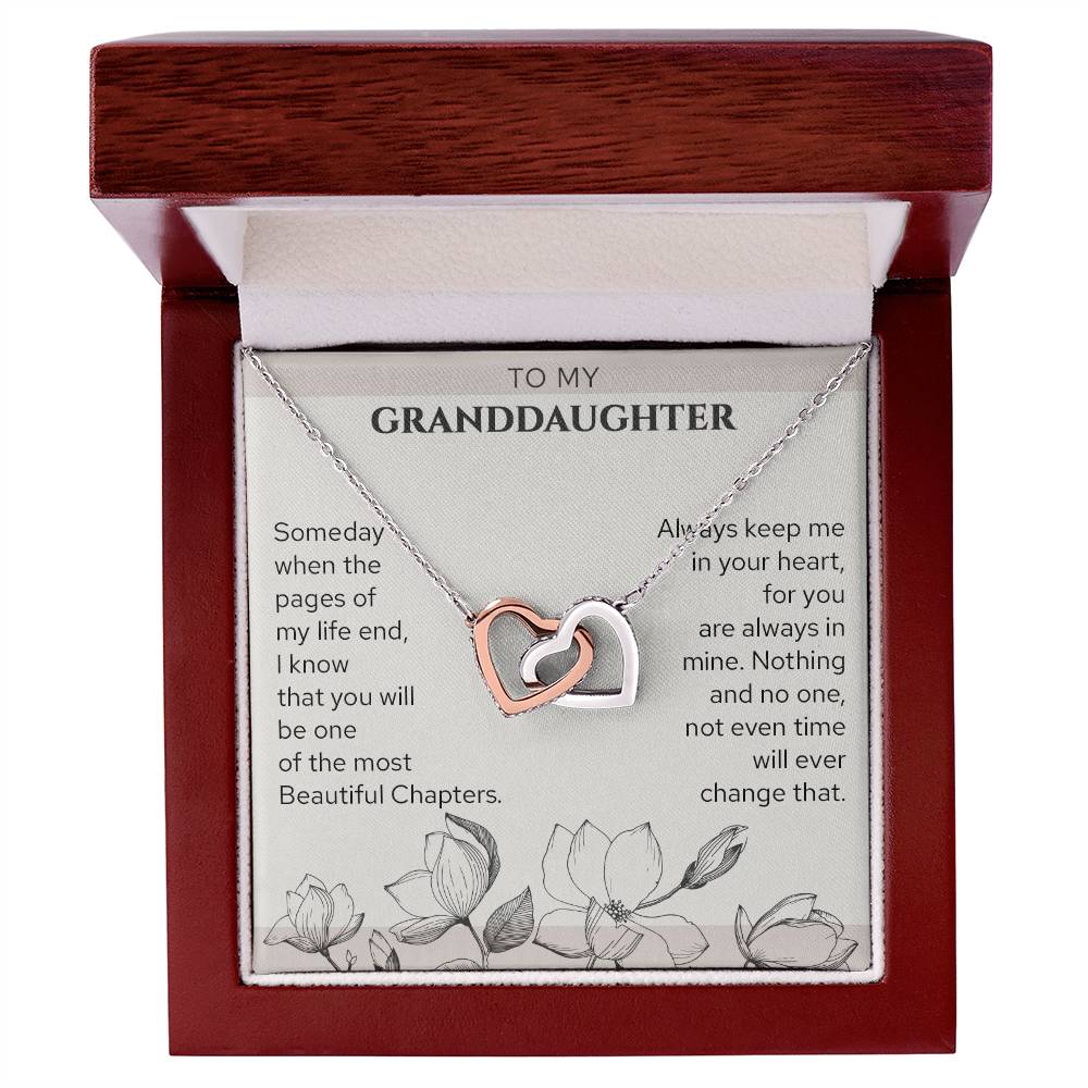 To My Granddaughter, Gift From Grandma Grandpa Hearts Necklace