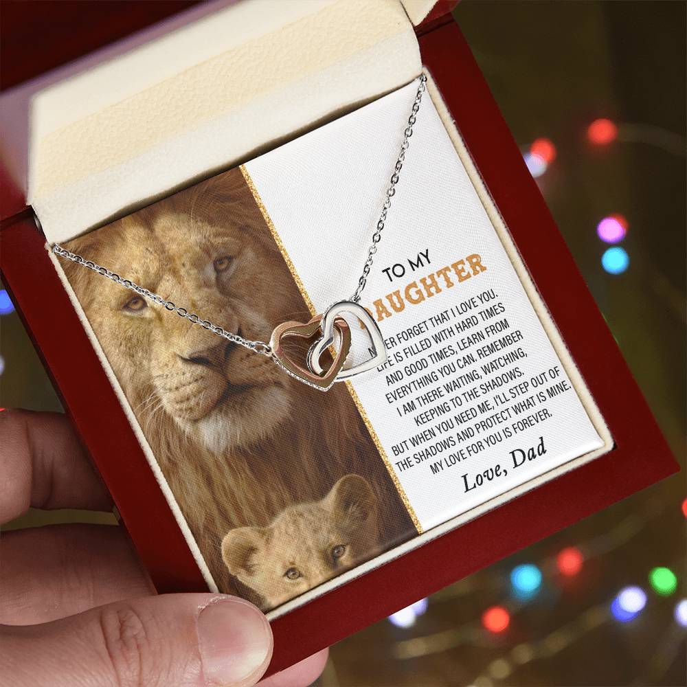 To My Daughter, Never Forget That I Love You Lion Hearts Necklace