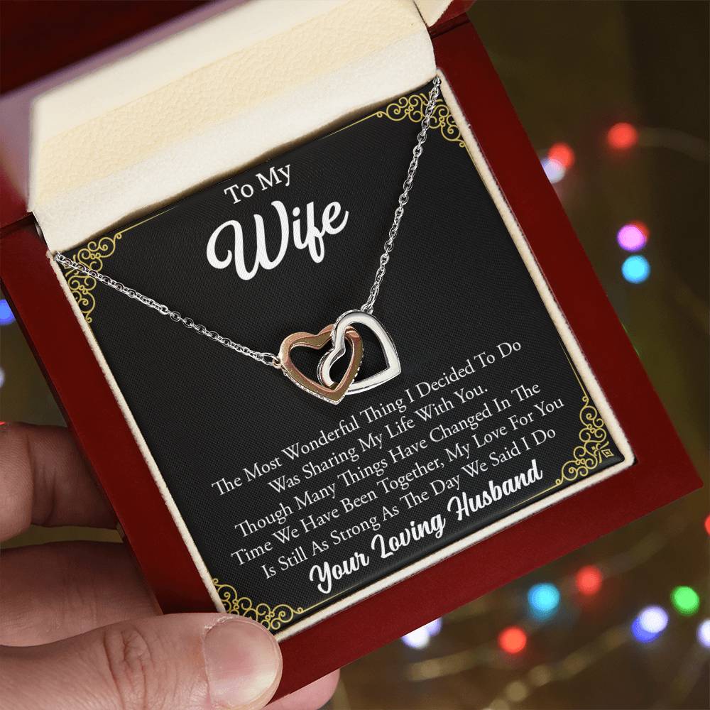 To My Wife, I Love You Always Hearts Necklace