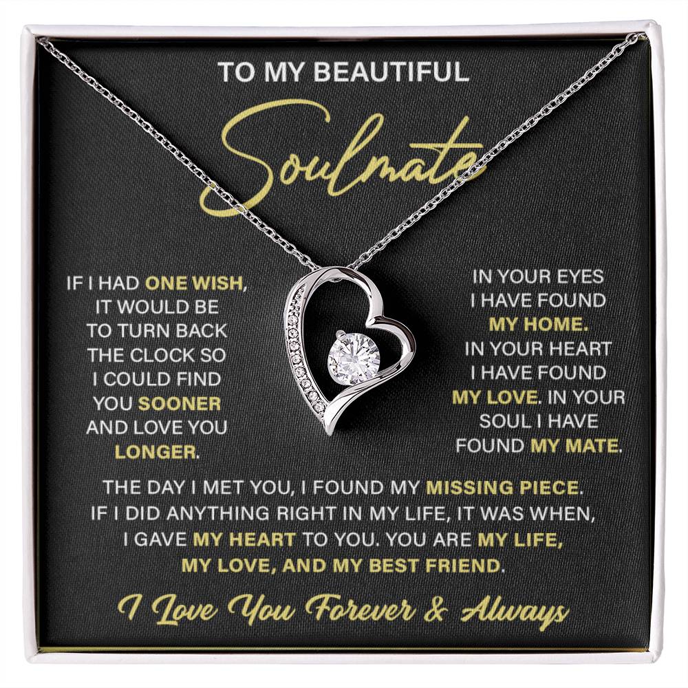 To My Beautiful Soulmate, Valentine's Day Gift Forever Love Necklace