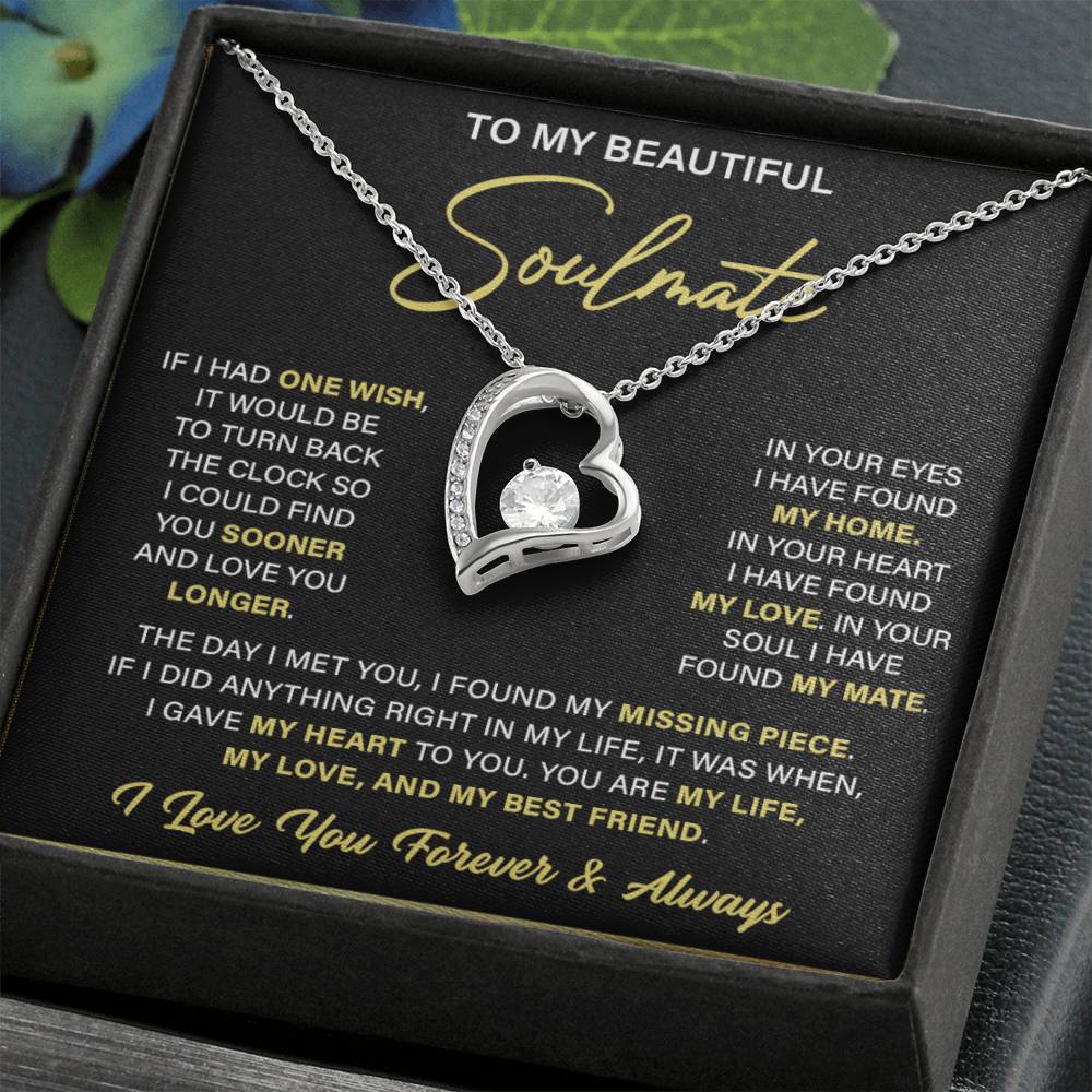 To My Beautiful Soulmate, Valentine's Day Gift Forever Love Necklace