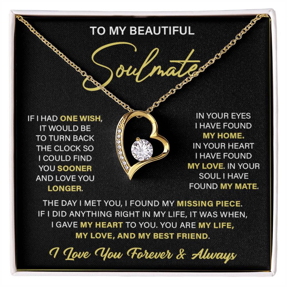 To My Beautiful Soulmate, Valentine's Day Gift Forever Love Necklace