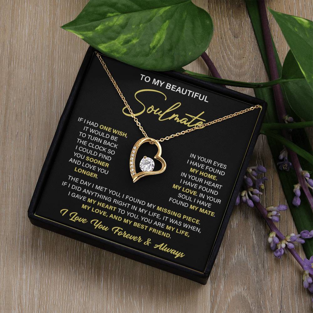 To My Beautiful Soulmate, Valentine's Day Gift Forever Love Necklace