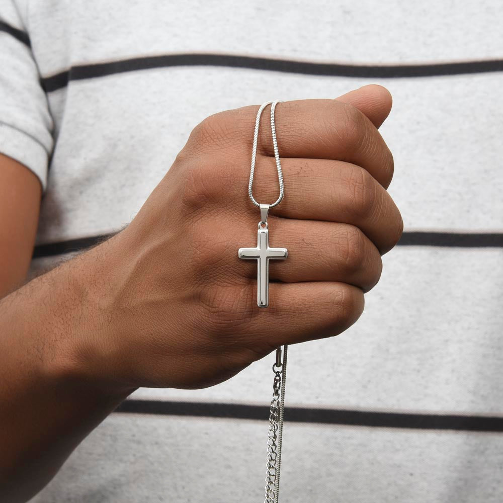 To My Bonus Son, I Will Always Love You Cross Necklace