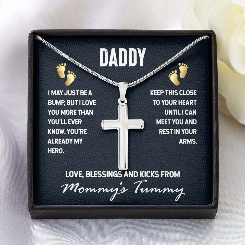 To My Daddy, Gift For New Dad Cross Necklace