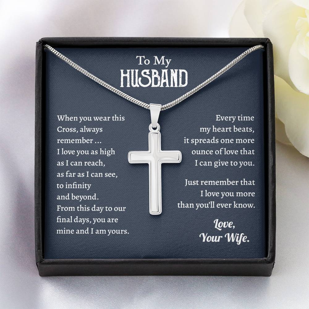 To My Husband, Valentine's Gift For Him Cross Necklace