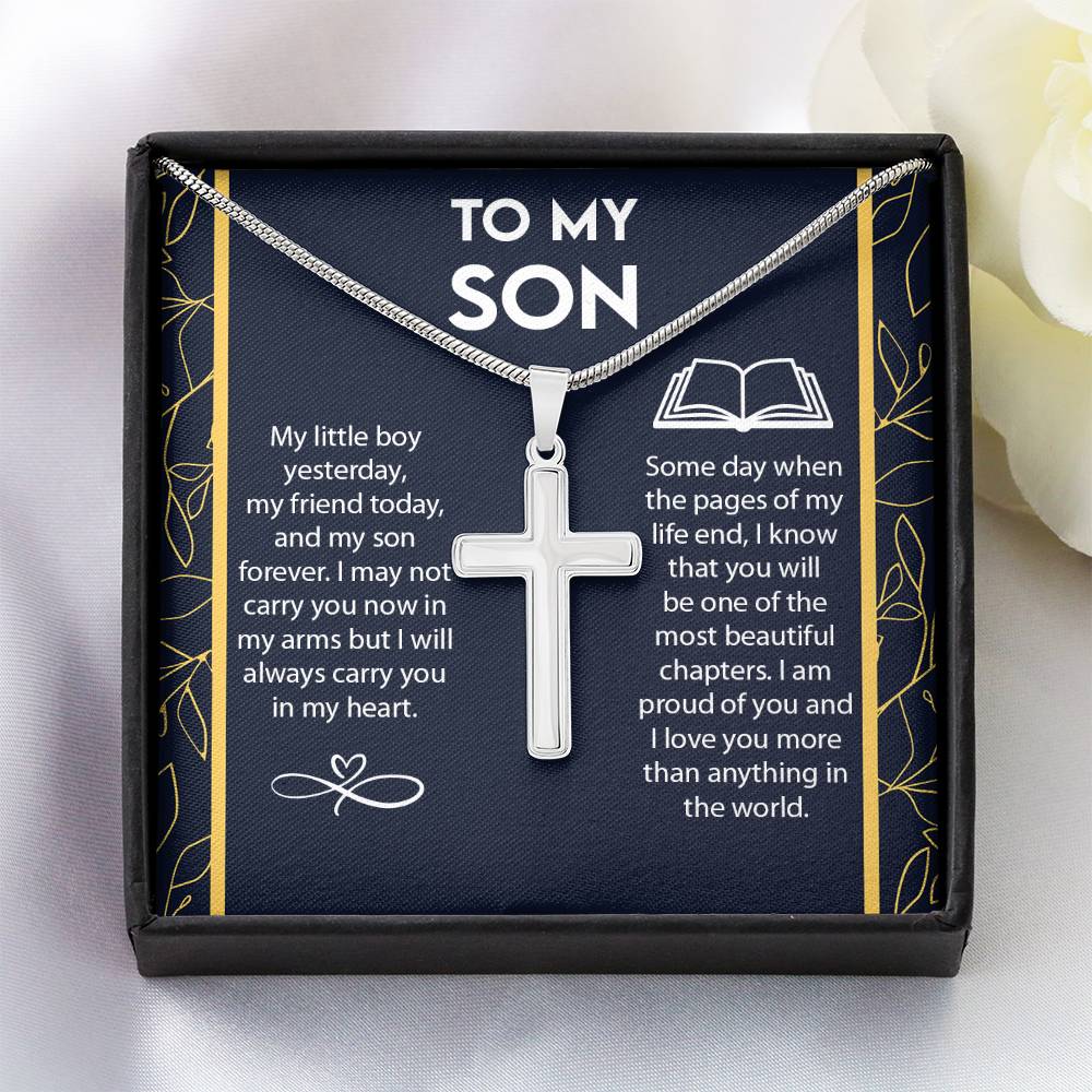 To My Son, I Am Proud Of You Cross Necklace