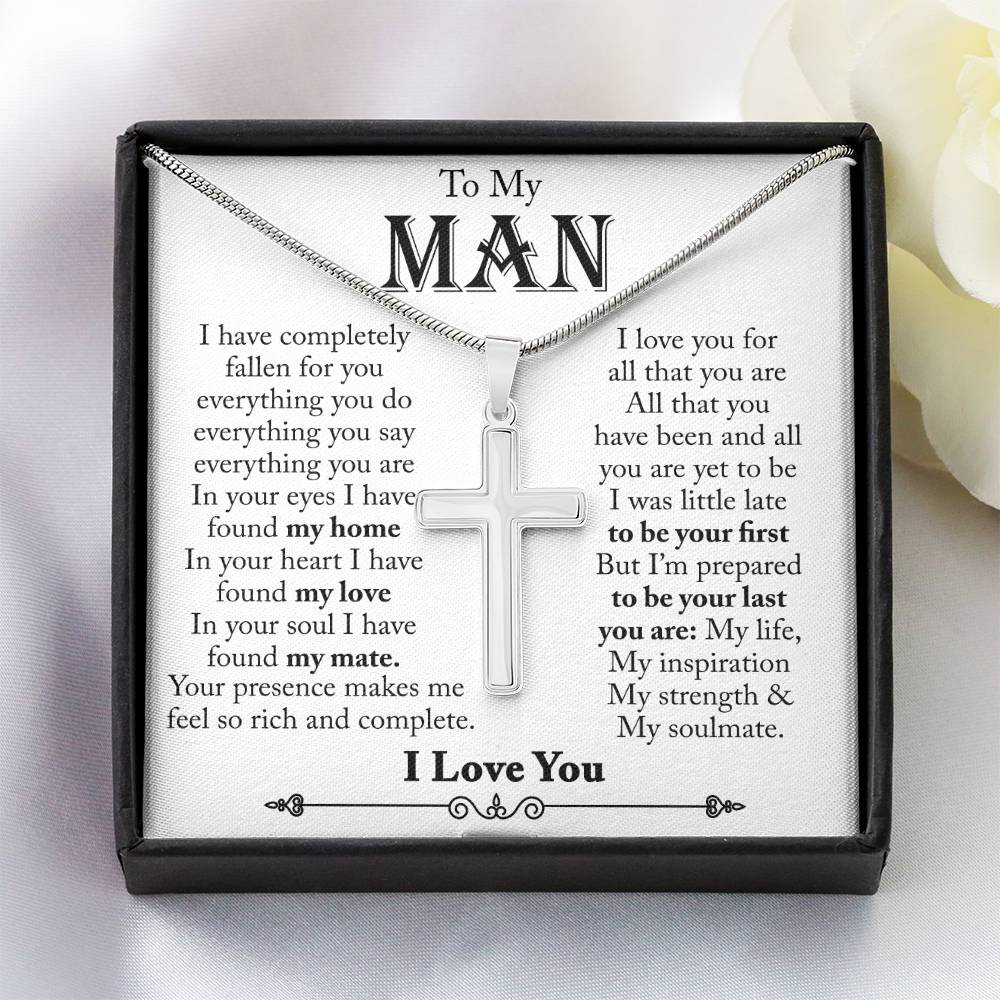 To My Man, Gift For Husband Cross Necklace