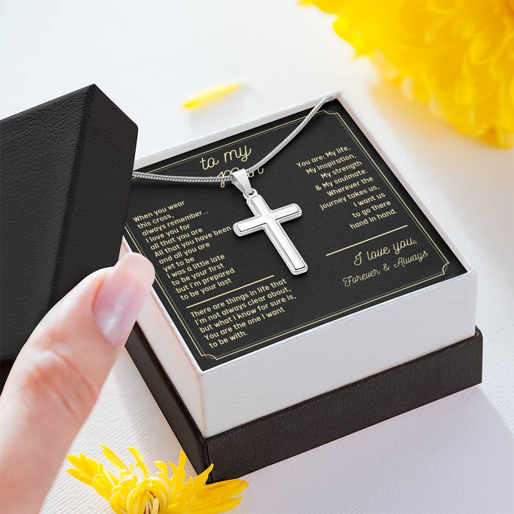 To My Man, I Love You Forever And Always, Gift For Husband Cross Necklace