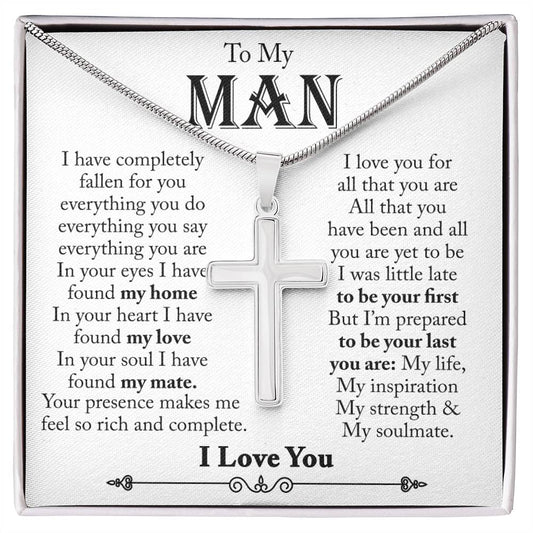 To My Man, Gift For Husband Cross Necklace