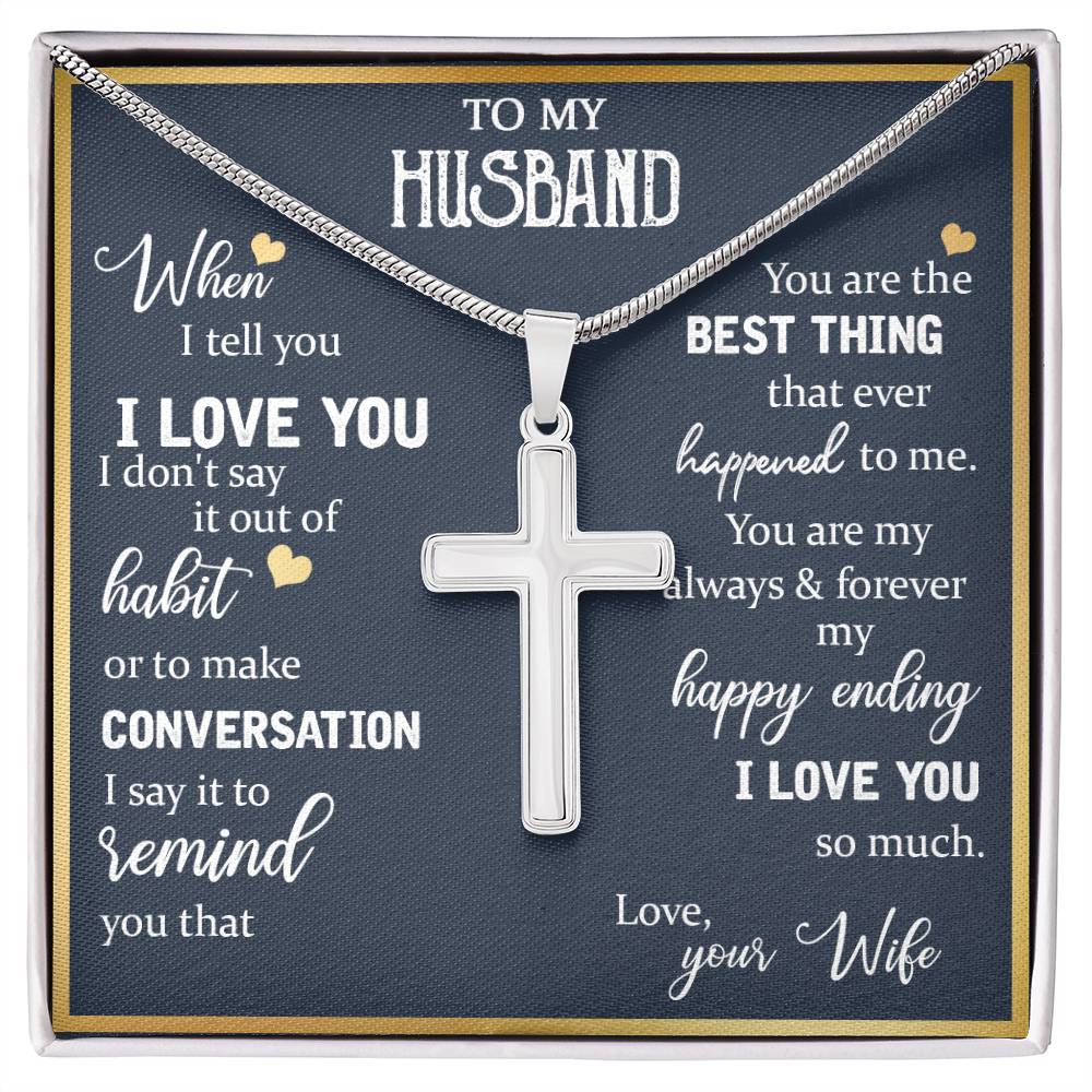 To My Husband, I Love You So Much Cross Necklace