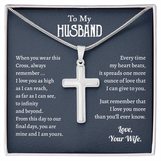 To My Husband, Valentine's Gift For Him Cross Necklace