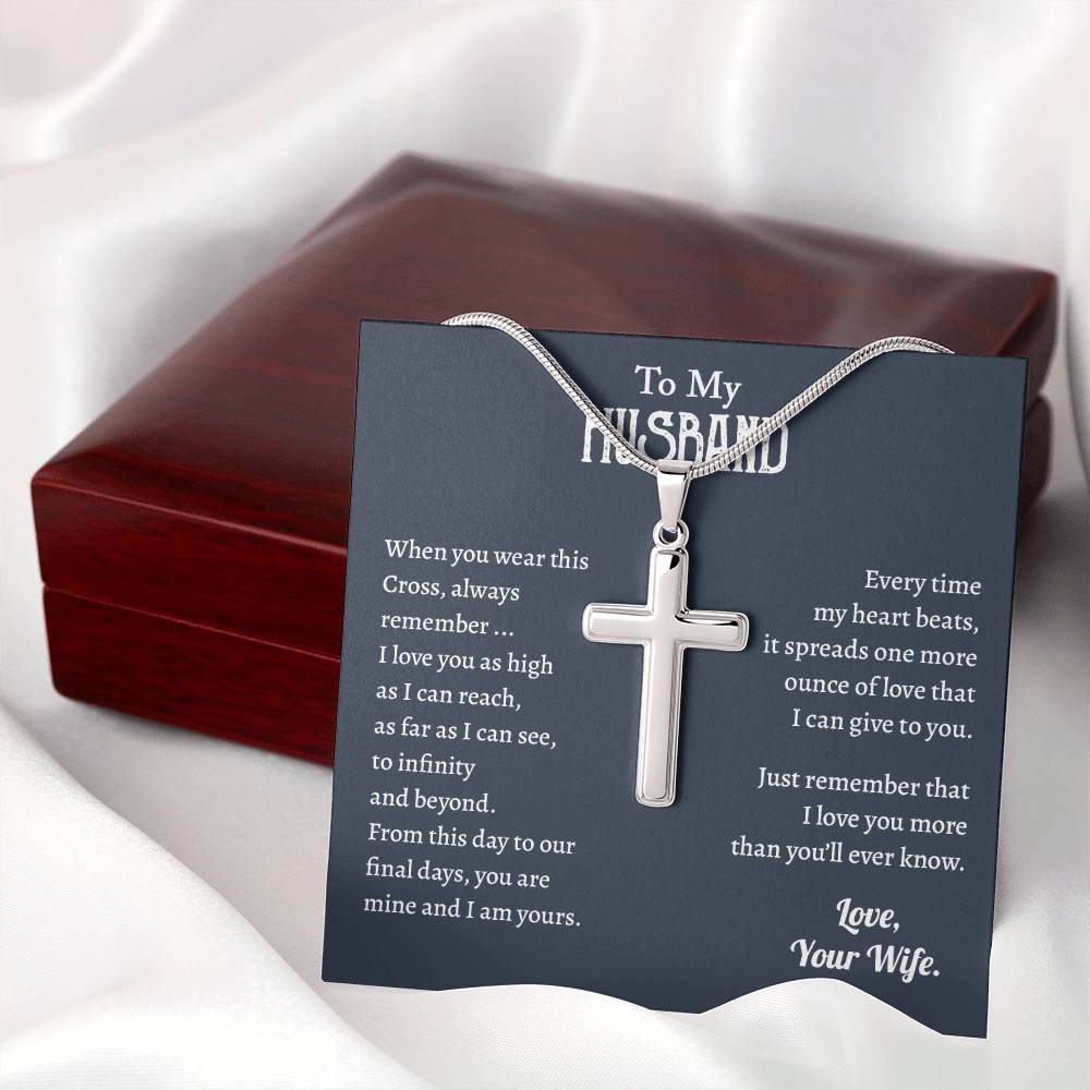 To My Husband, Valentine's Gift For Him Cross Necklace