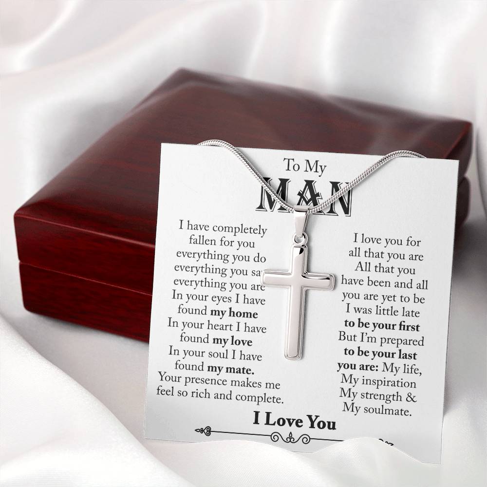 To My Man, Gift For Husband Cross Necklace