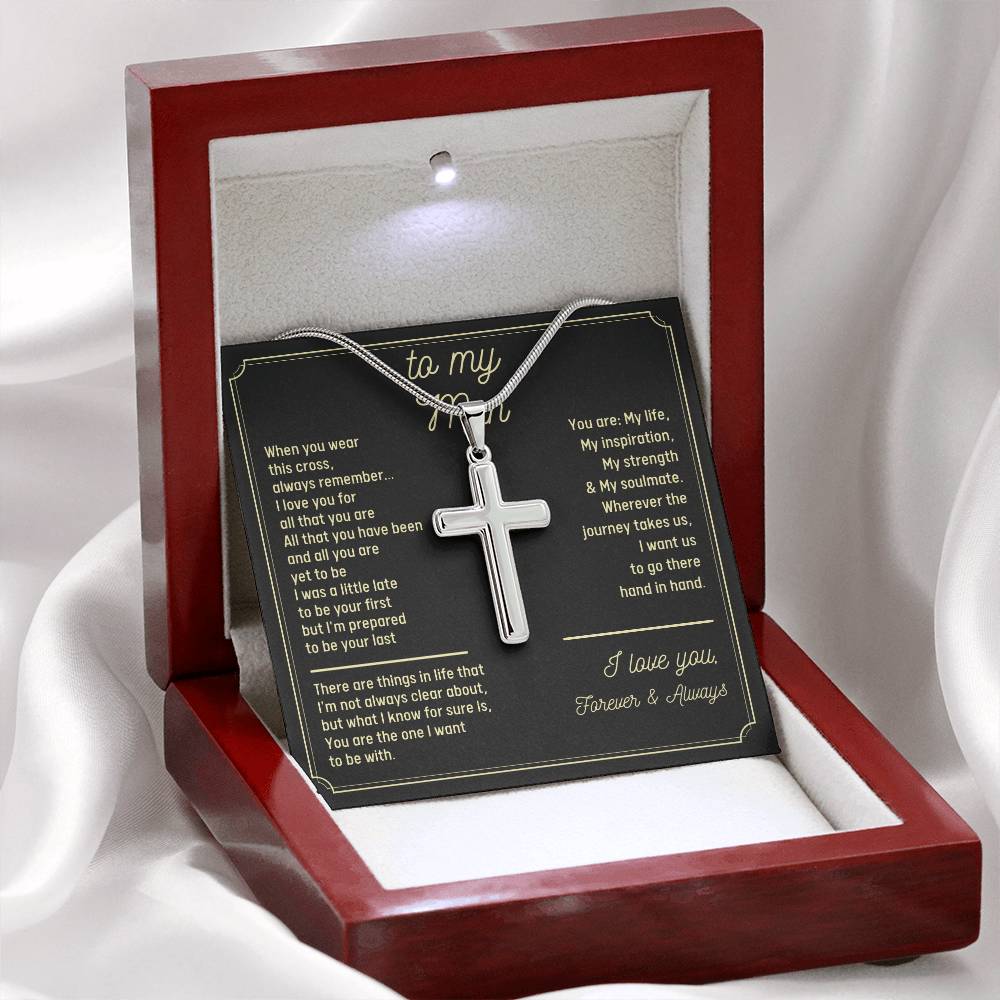 To My Man, I Love You Forever And Always, Gift For Husband Cross Necklace