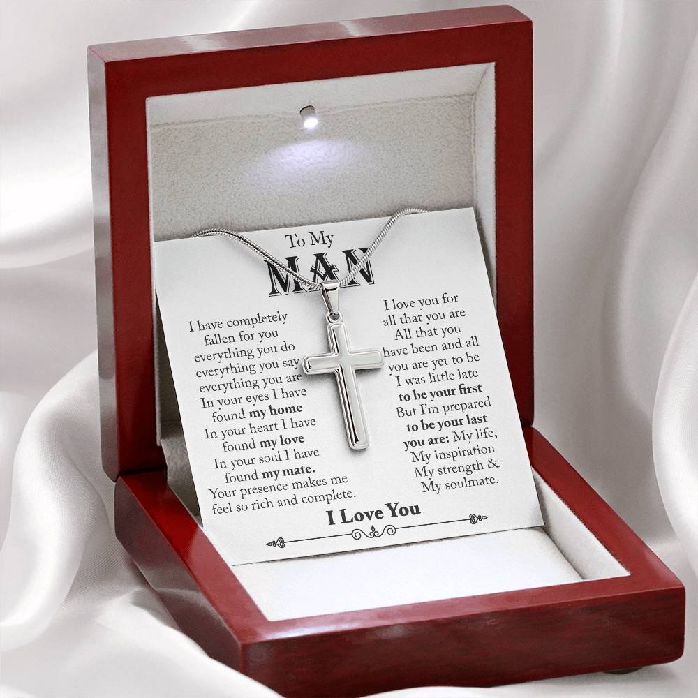 To My Man, Gift For Husband Cross Necklace