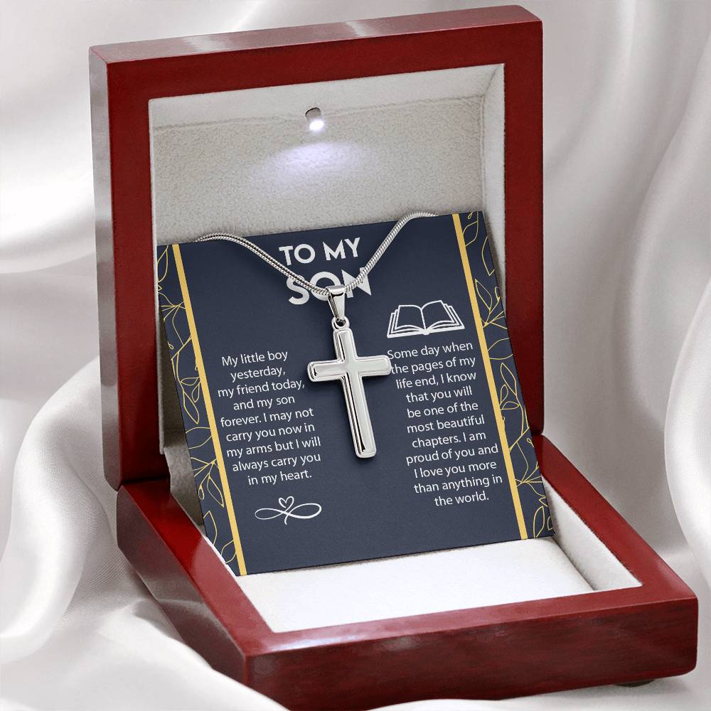 To My Son, I Am Proud Of You Cross Necklace