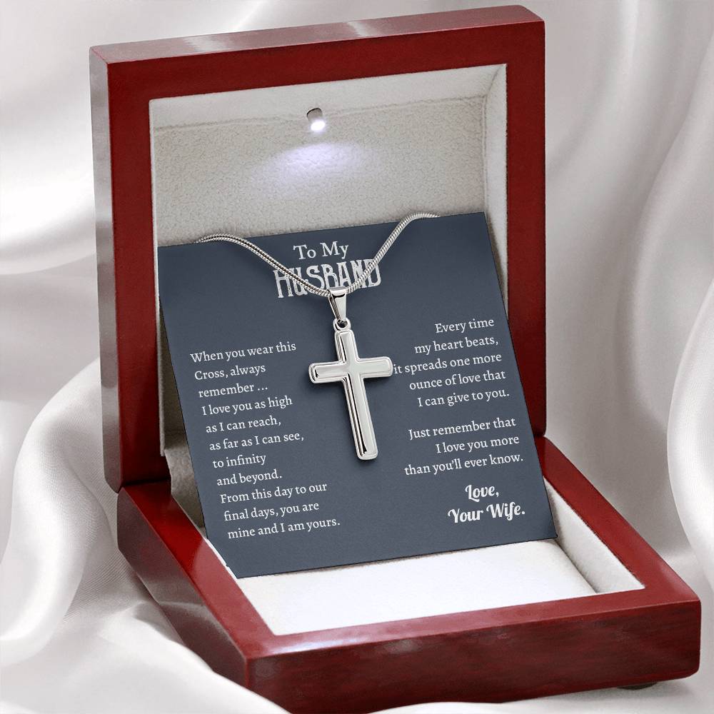 To My Husband, Valentine's Gift For Him Cross Necklace