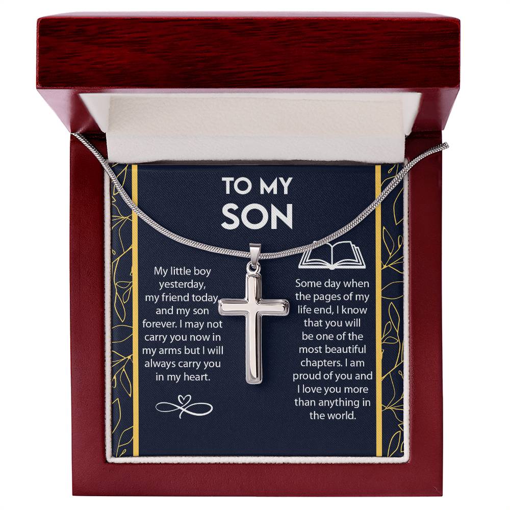 To My Son, I Am Proud Of You Cross Necklace