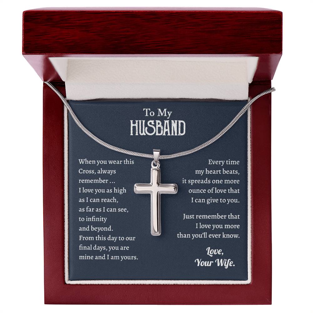 To My Husband, Valentine's Gift For Him Cross Necklace