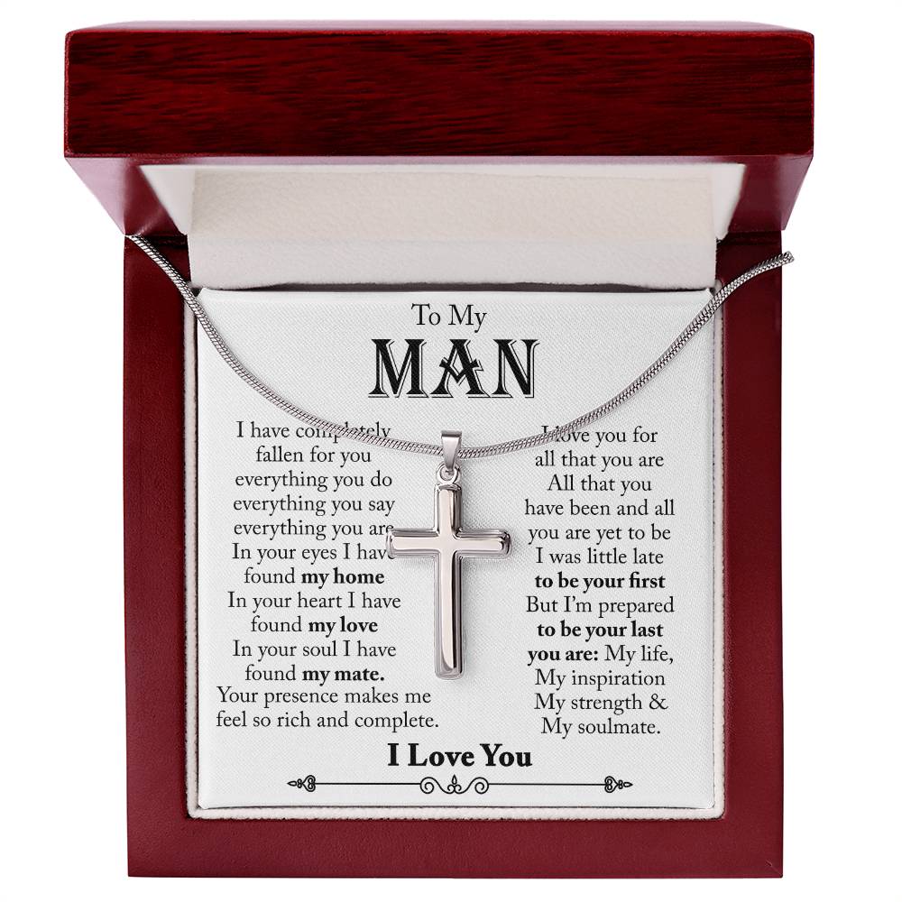 To My Man, Gift For Husband Cross Necklace