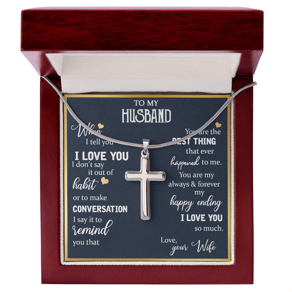 To My Husband, I Love You So Much Cross Necklace